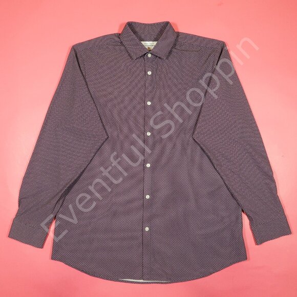 Mizzen + Main Trim Fit Dobby Print Sport Shirt in Blue / Read Size 2XL - Picture 2 of 5